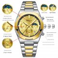 Chenxi men's watch multi-function watch calendar moon phase chronograph men's watch steel belt luminous waterproof