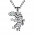Hot sale 3D tiger pendant with zircon and agate eyes, personality and domineering men's hip-hop pendant
