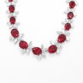 Temperamental luxury pigeon blood red cultured ruby ??necklace S925 silver synthetic zircon inlay
