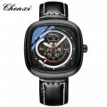 CHENXI popular square watch Men's high-end new fashion trend genuine leather luminous quartz watch