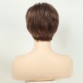 Fashion Women Fluffy oblique bangs short Straight Hair brown Chemical Fiber Wig