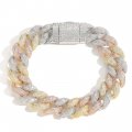 15mm bracelet bubble chain Cuban chain inlaid zircon personality men's hip-hop jewelry