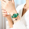 Chenxi small square watch for women genuine leather fashion waterproof peacock stone pattern watch female ins style small green 