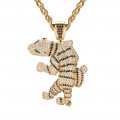 Hot sale 3D tiger pendant with zircon and agate eyes, personality and domineering men's hip-hop pendant