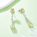 Ice flower cut pear shape + rectangular high carbon diamond 925 silver plated with white gold 5.0CT luxurious atmospheric earrin