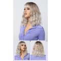Gradient Color Bangs Short Curly Hair Wool Curls Natural Layers Lazy wig