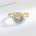 Simple design sense of sun and moon stacking rings for women set with diamonds for couples