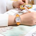 Chenxi Wine Barrel Square Fashion Watch Women Waterproof Digital Calendar Quartz Strap Diamond Genuine Leather Women's Watch