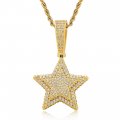Double-layer five-pointed star pendant solid inlaid with zircon personality trend men and women hip-hop accessories