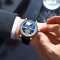 Morning map hollow automatic mechanical watch men's strong luminous flywheel business mechanical watch