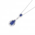Light luxury high-grade water drop blue high carbon diamond S925 silver female necklace super flash versatile clavicle chain pen