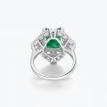 High Quality Luxury 925 Silver Square Synthetic Emerald 10*12mm Ring