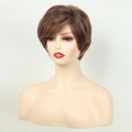 Fashion Women Fluffy oblique bangs short Straight Hair brown Chemical Fiber Wig