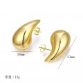 Hollow water drop earrings 18K gold glossy lightweight stud earrings