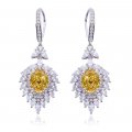 Hot Sale Fancy Yellow Egg Shape High Carbon 925 Silver Plated White Gold Earrings 4.0CT