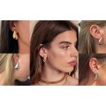 Hollow water drop earrings 18K gold glossy lightweight stud earrings