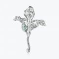 Elegant small flower-shaped 925 silver inlaid main stone royal blue niche personality brooch