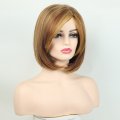 New Brown Short Bob Hairstyle Fashion Pick Dyeing Button Chemical Fiber Wig