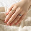 Simple design sense of sun and moon stacking rings for women set with diamonds for couples