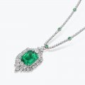 High Quality S925 Silver Synthetic Emerald Pendant Universal Buckle Chain Women's Necklace