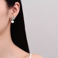 S925 Silver Needle Light Luxury Double C Pearl Earrings for Women
