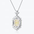 High Quality S925 Silver Fancy Yellow Sugar Cube Shape Pendant Women's Necklace