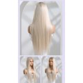 Temperament Long Hair Natural Invisible Front Lace Head Woven center paerted No Bangs Full head Covering Wig
